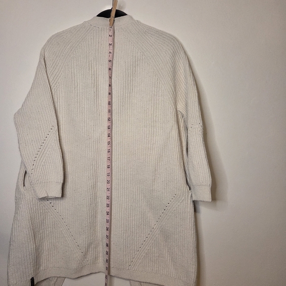 Superdry Cotton Merino Wool Nylon Open-Front Cardigan Size 4 Long Line Sweater - Picture 6 of 13